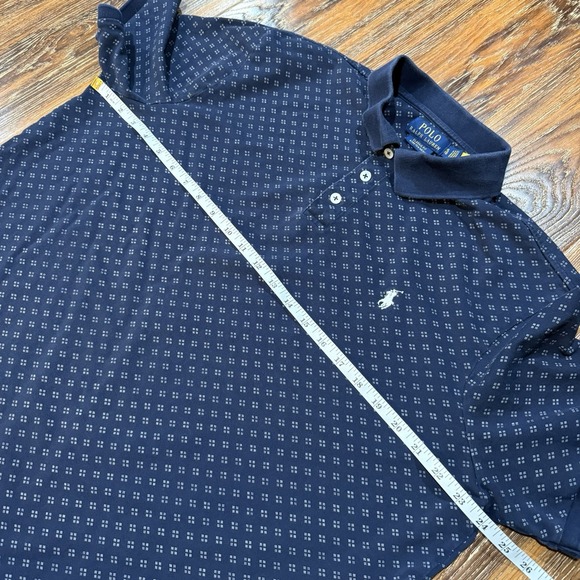 Ralph Lauren Polo Shirt Mens XL Blue Diamond Print Pony Stretch Mesh Classic Fit - Picture 4 of 6